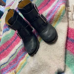Frye Black Sabrina double buckle boots